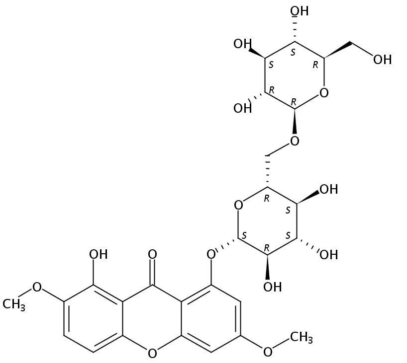 1-O-龙胆二糖基-3,7-二甲氧基-8-羟基氧杂蒽酮 CAS：487040-33-5